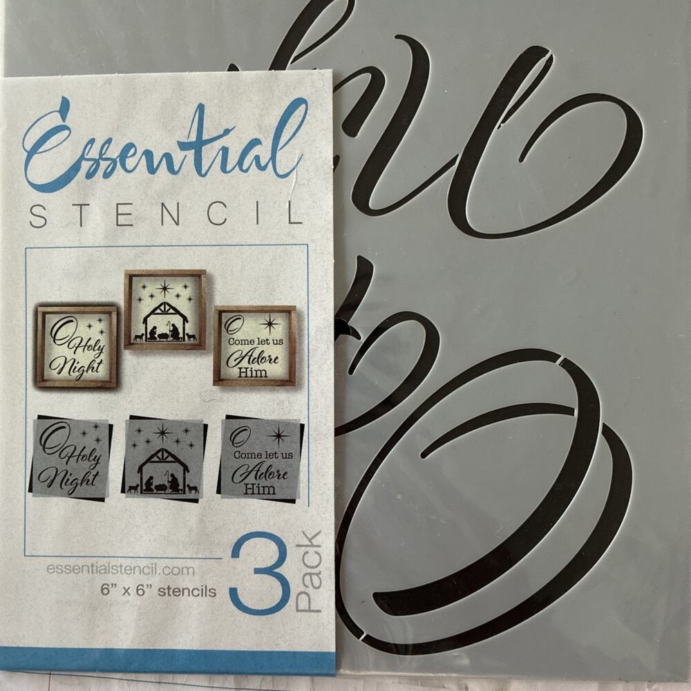 Essential Stencil Reuse “O Holy Night” 3 Pk Mini Set Flexible Washable Strong 6”